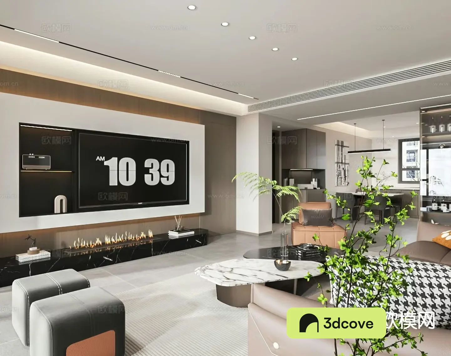 Modern living room kitchen