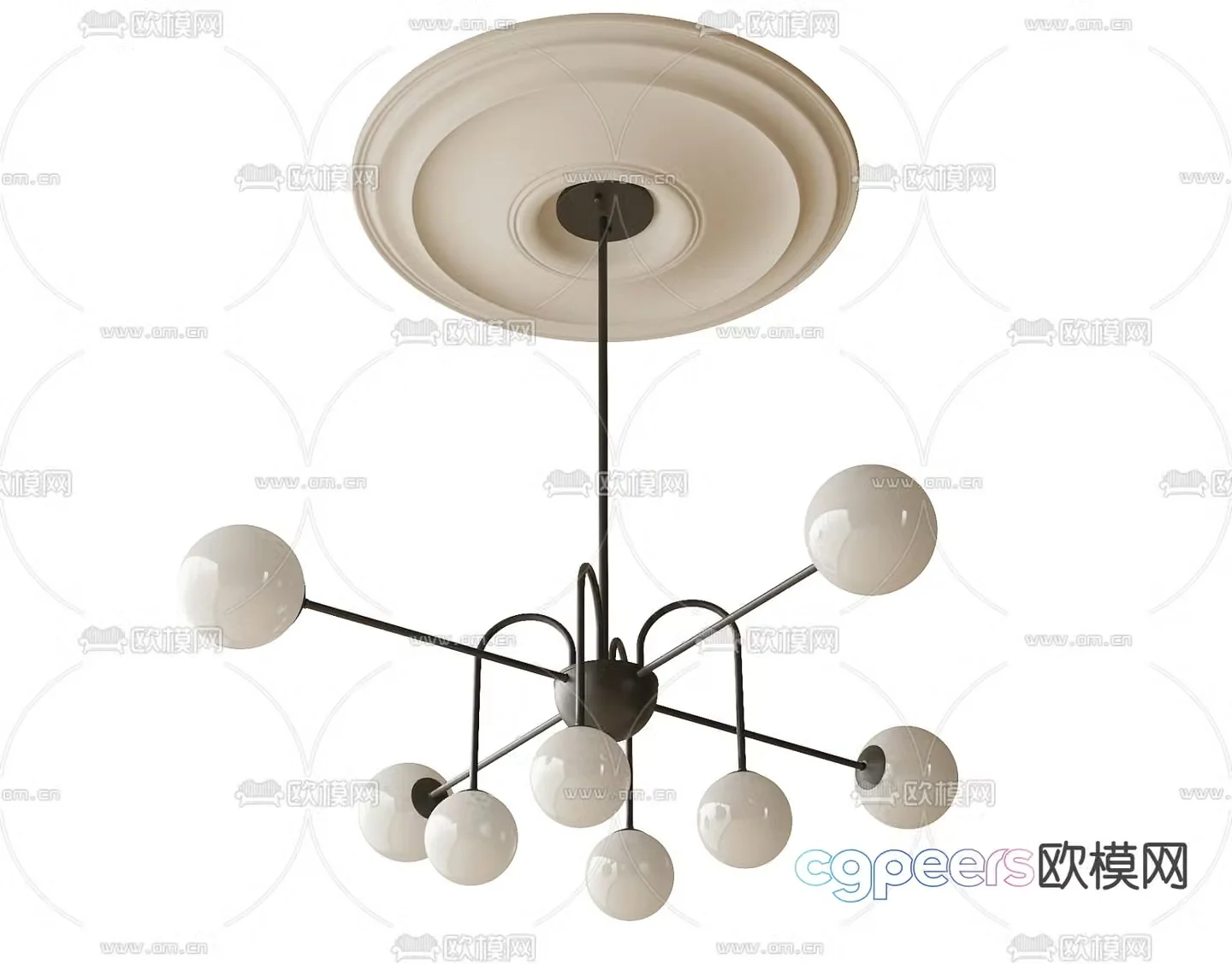 French chandelier cream style chandelier 3d model