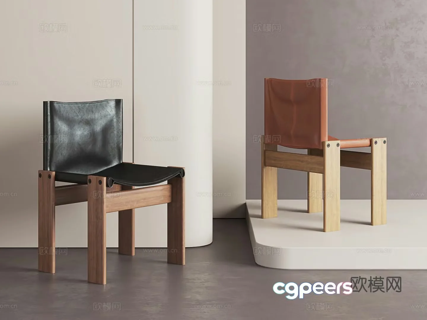Middle style dining chair retro style chair Wasabi style single chair Solid wood veneer chair 3d model