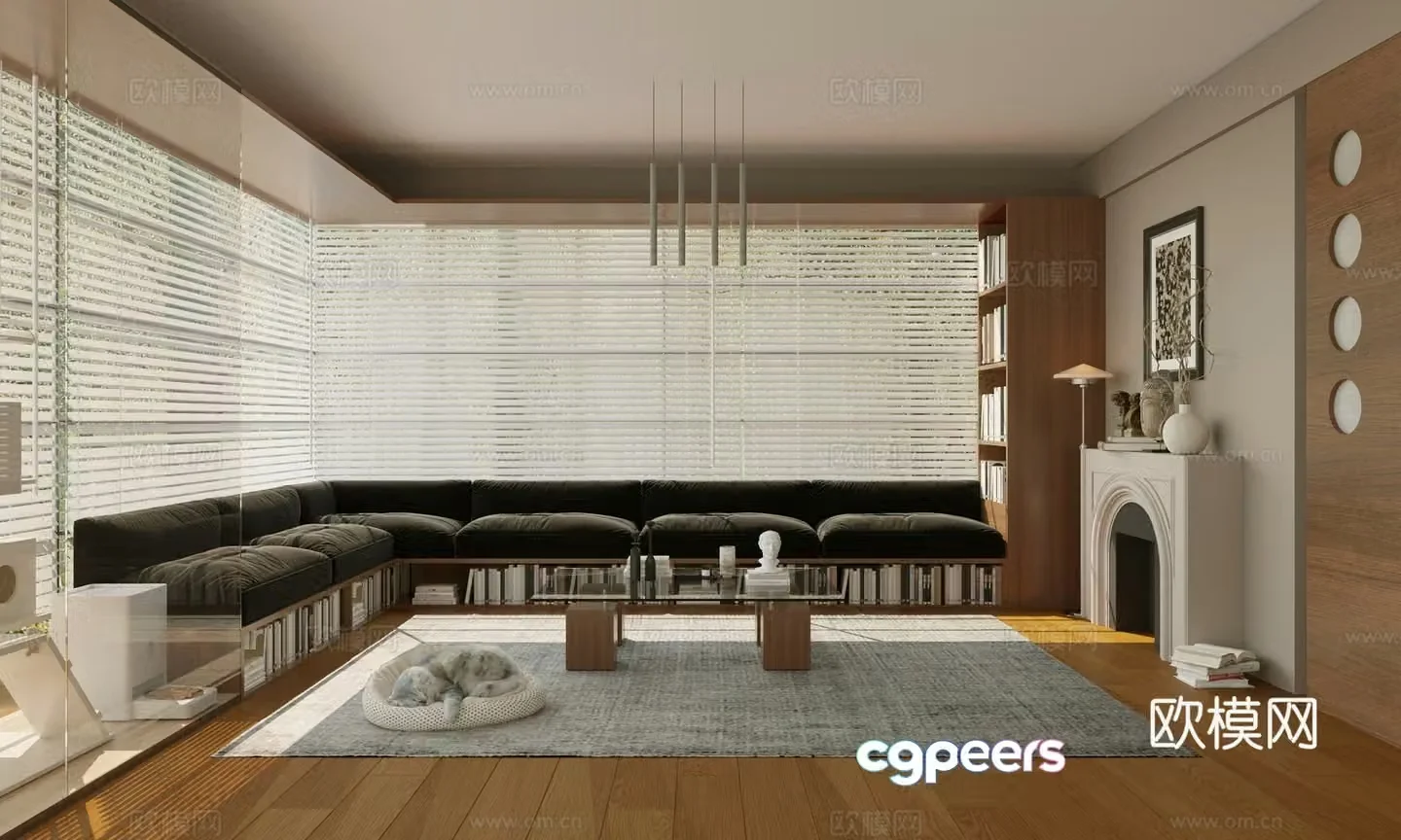 3D model of literary and medieval style development study living room