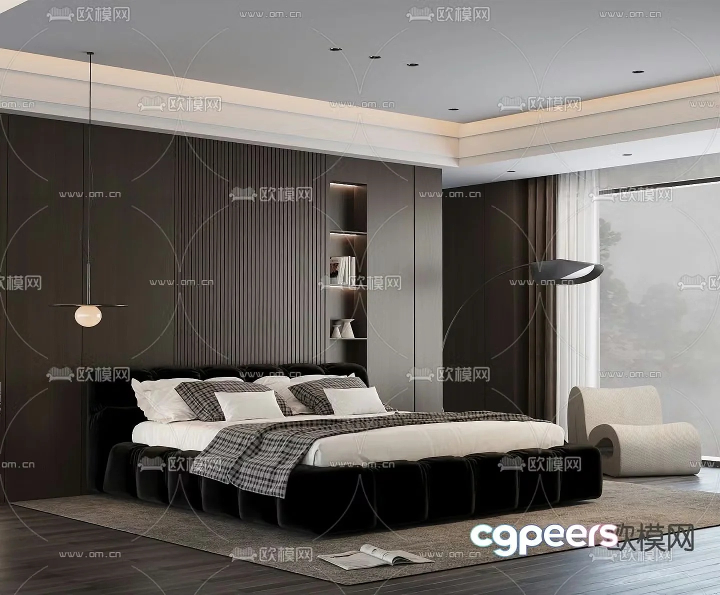 Italian double bed 3d model