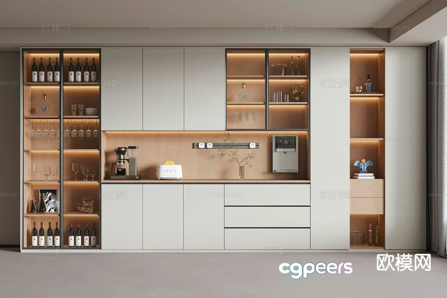 Modern wine cabinet sideboard 3d model