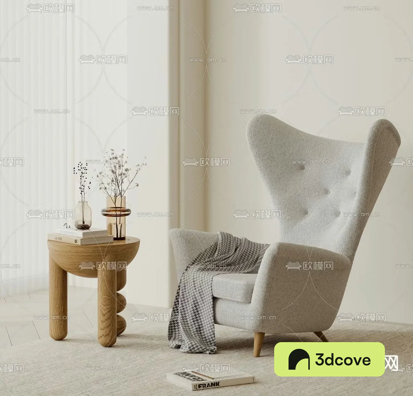 Single sofa chair round table