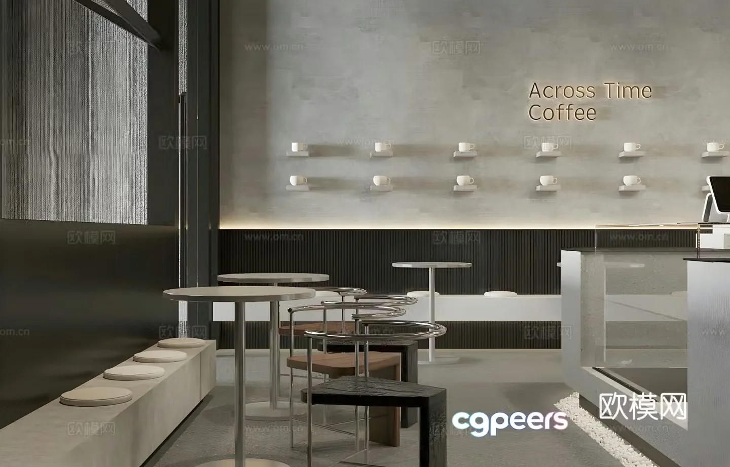 Industrial style cafe 3d model