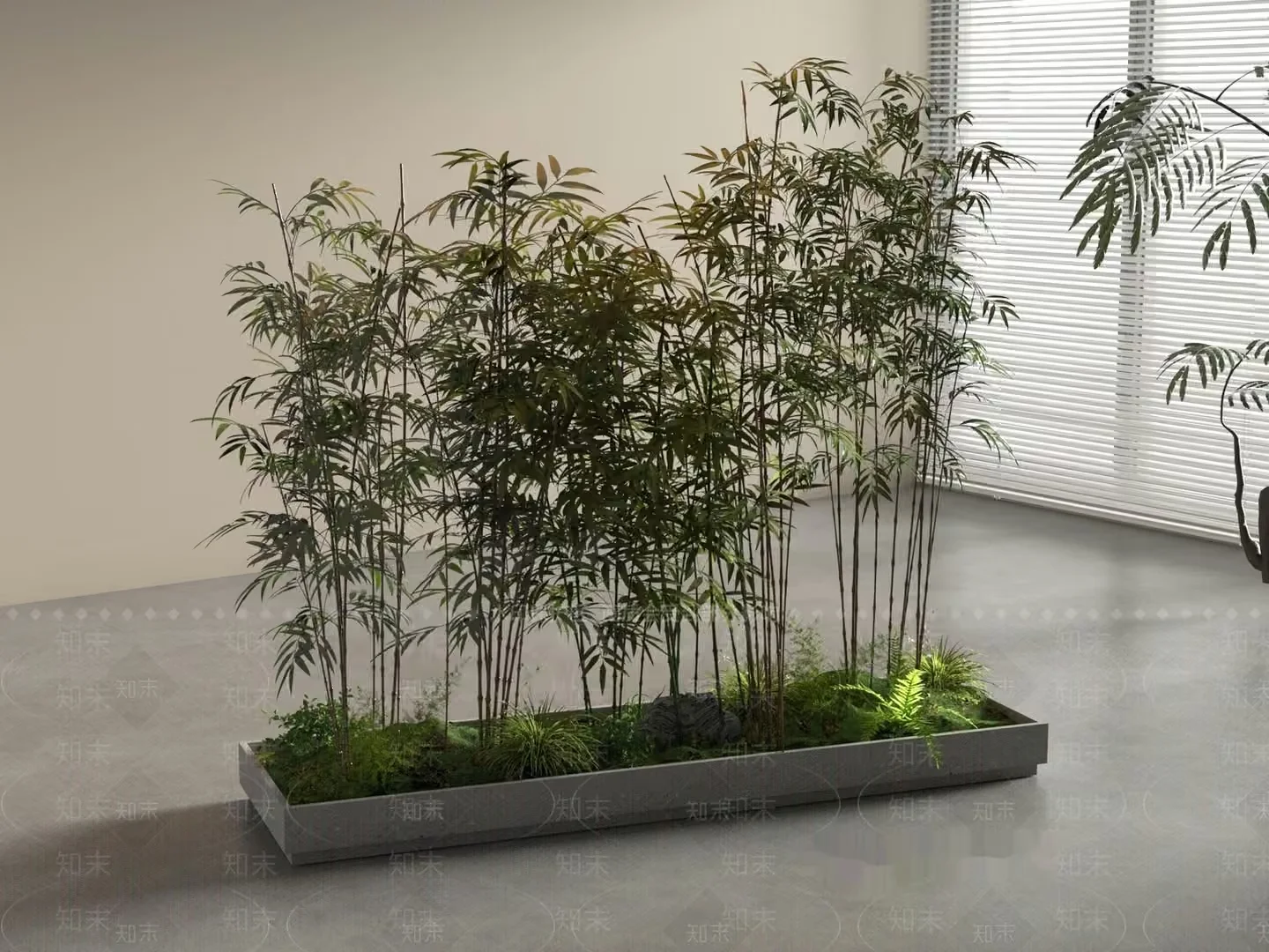 A Rectangular Planter With Plants 3D Model – 18274 – VRAY Render