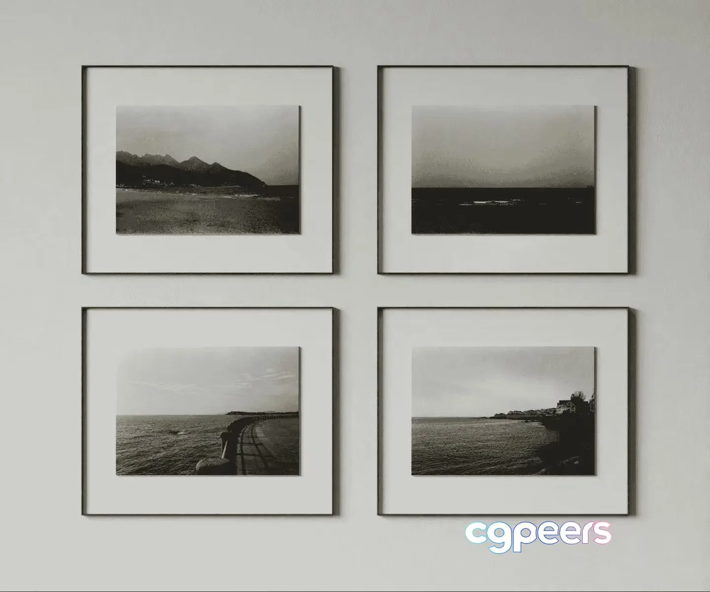 Four Black And White Photographs 3D Model – 11700 – VRAY Render