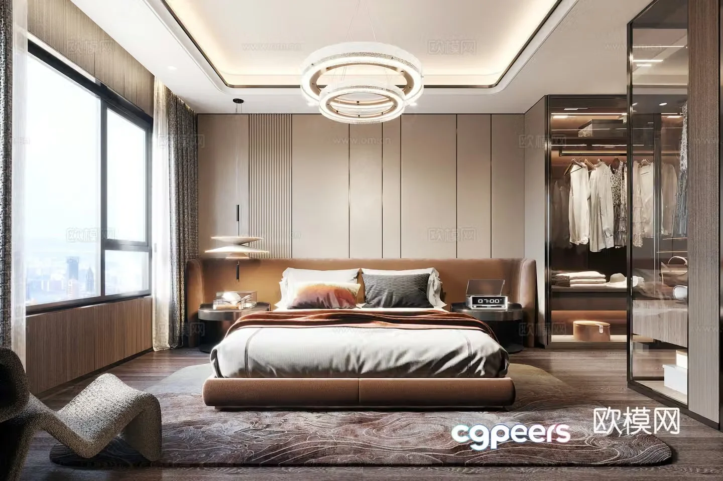 Modern light luxury bedroom 3d model