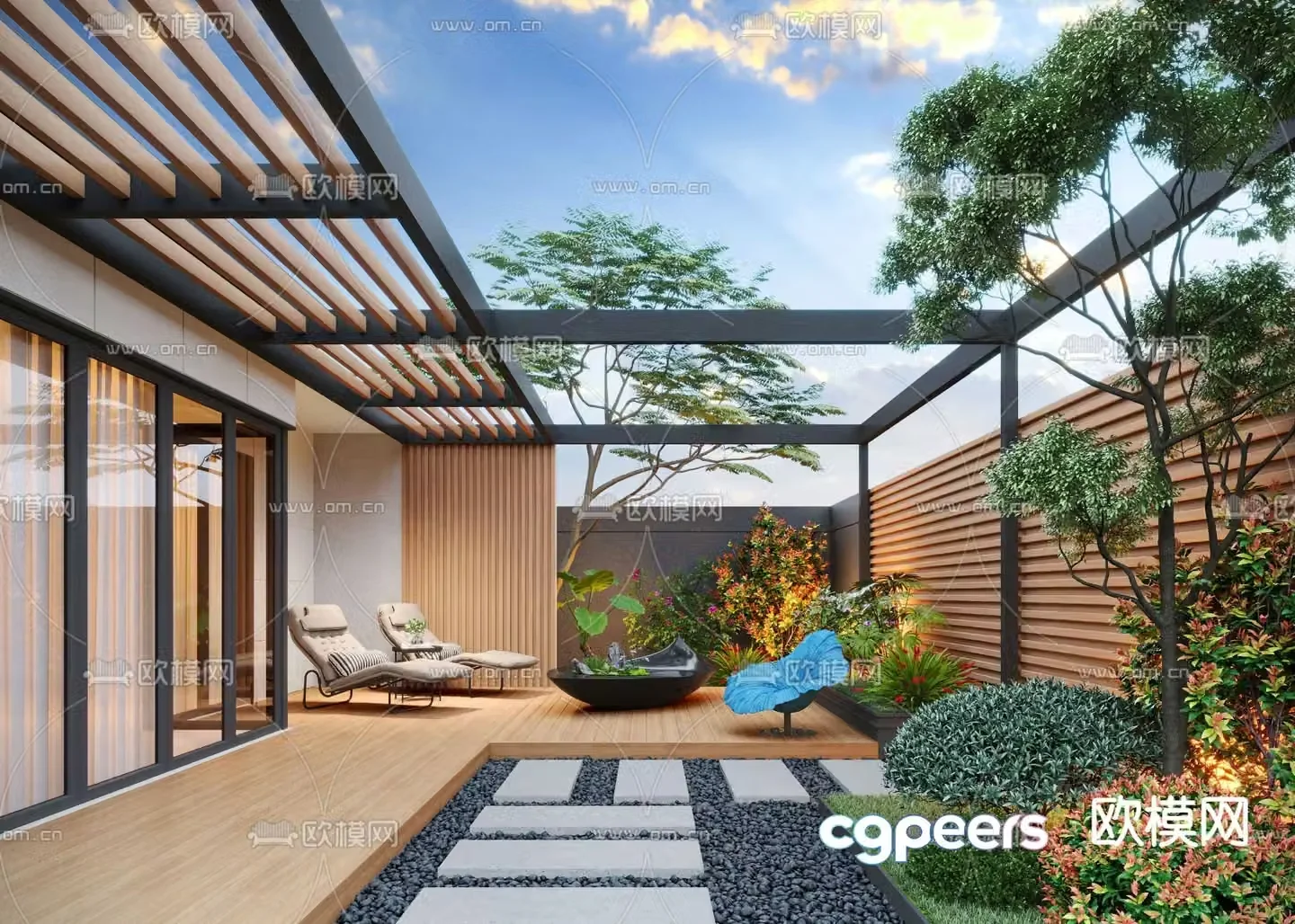 Home courtyard villa courtyard 3d model