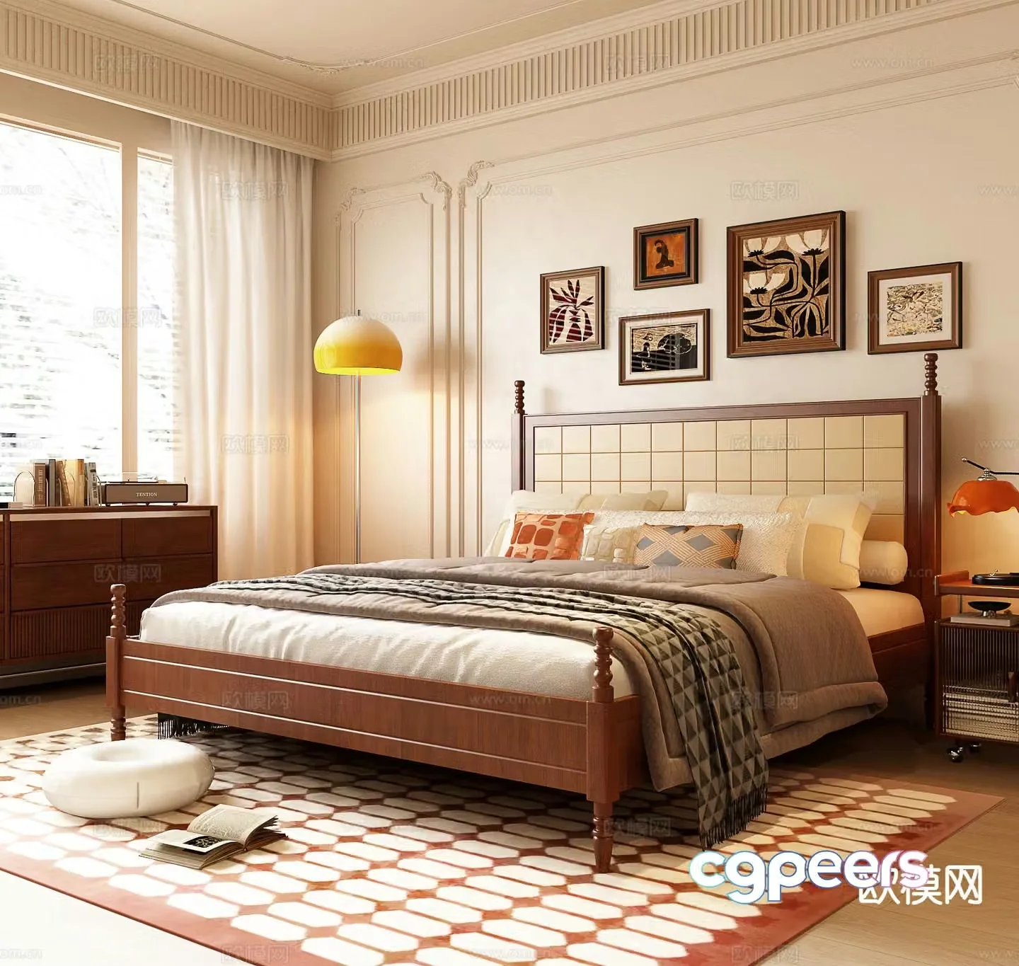 American style bedroom master bedroom 3d model