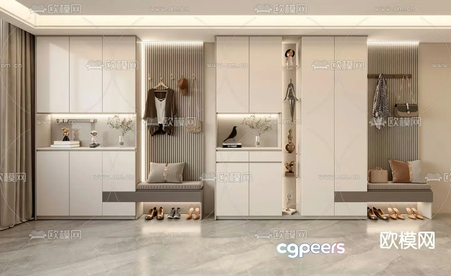 Modern entrance shoe cabinet shoe and hat cabinet 3d model