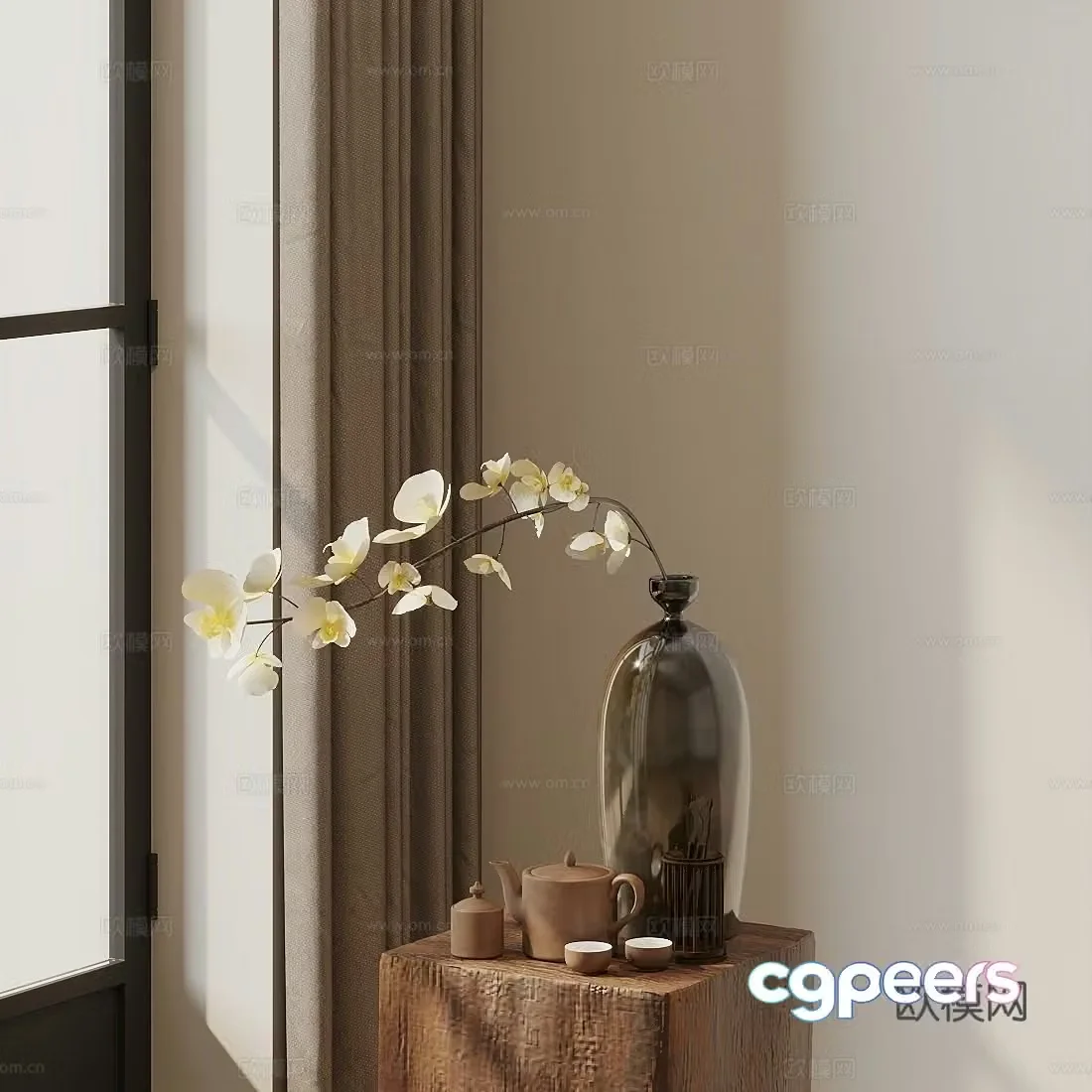Orchid flower art vase 3d model