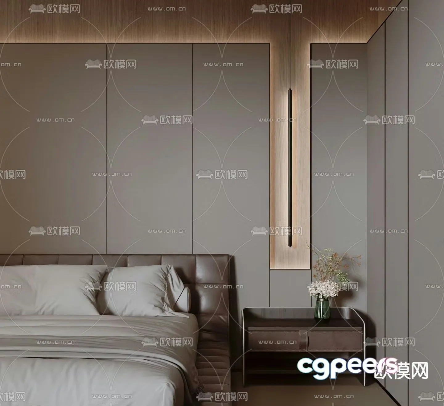 Bedside table double bed 3d model