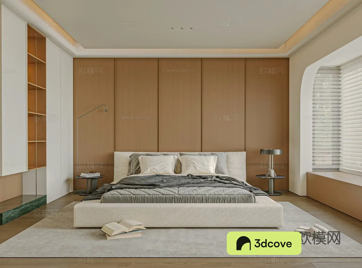 Modern bedroom bed nightstand jewelry