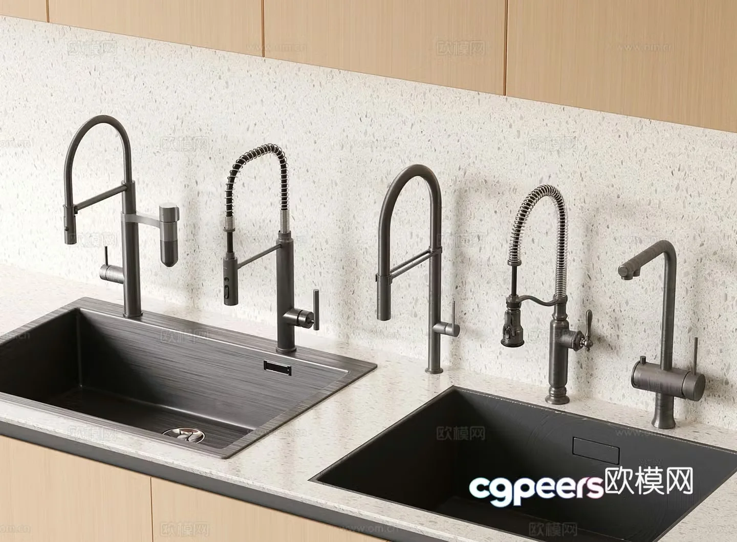 Telescopic rotary faucet pull-type faucet Washing basin Dishwasher sink 3D model