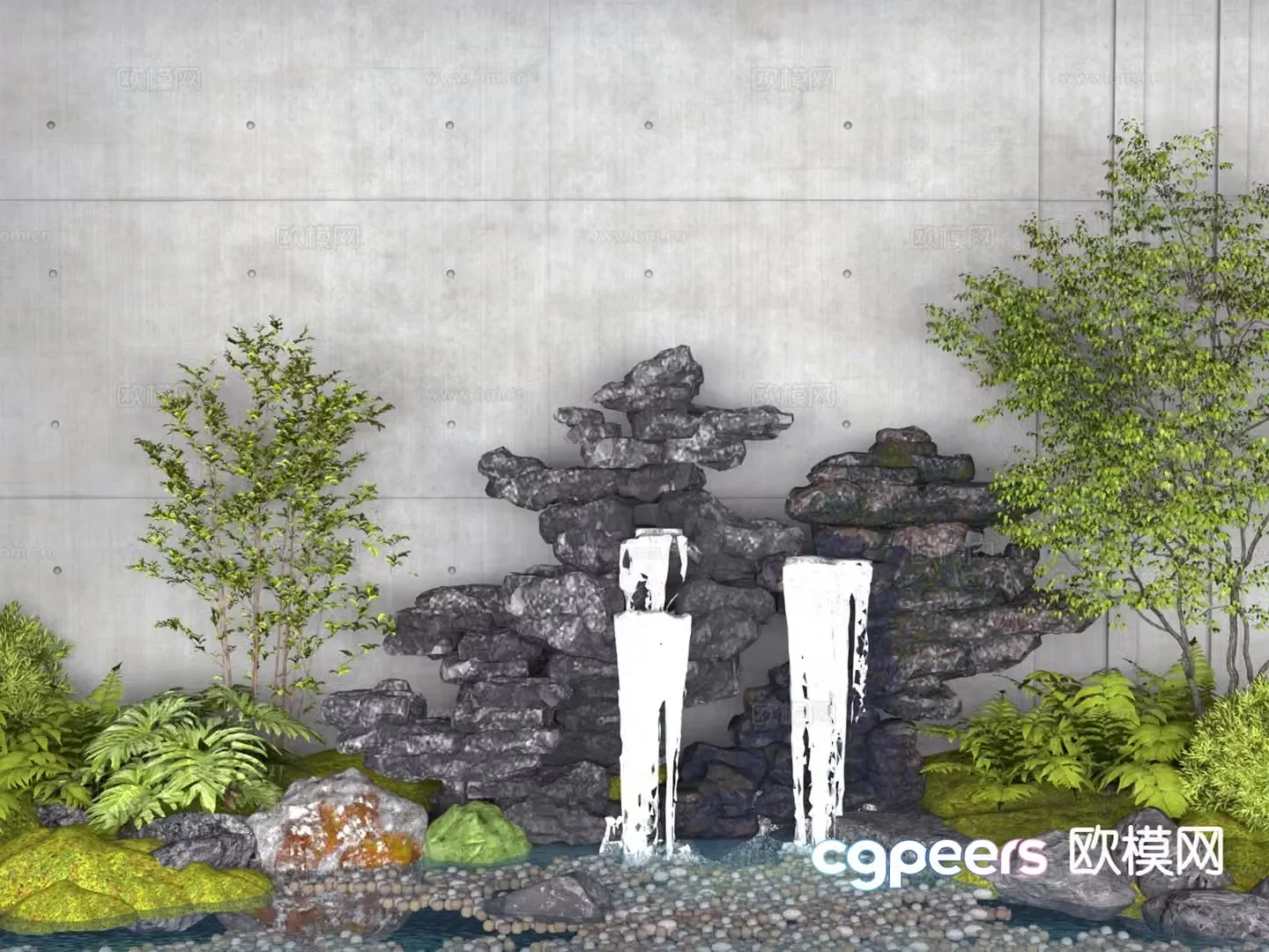 New Chinese style rockery waterscape fountain 3D model