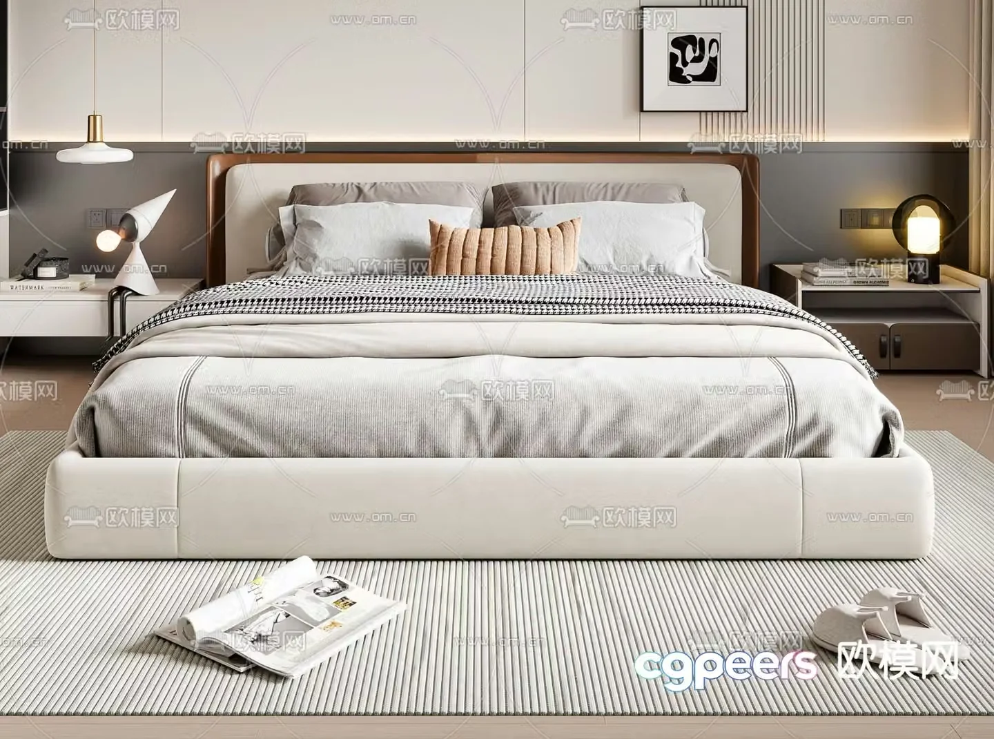 Modern double bed 3d model