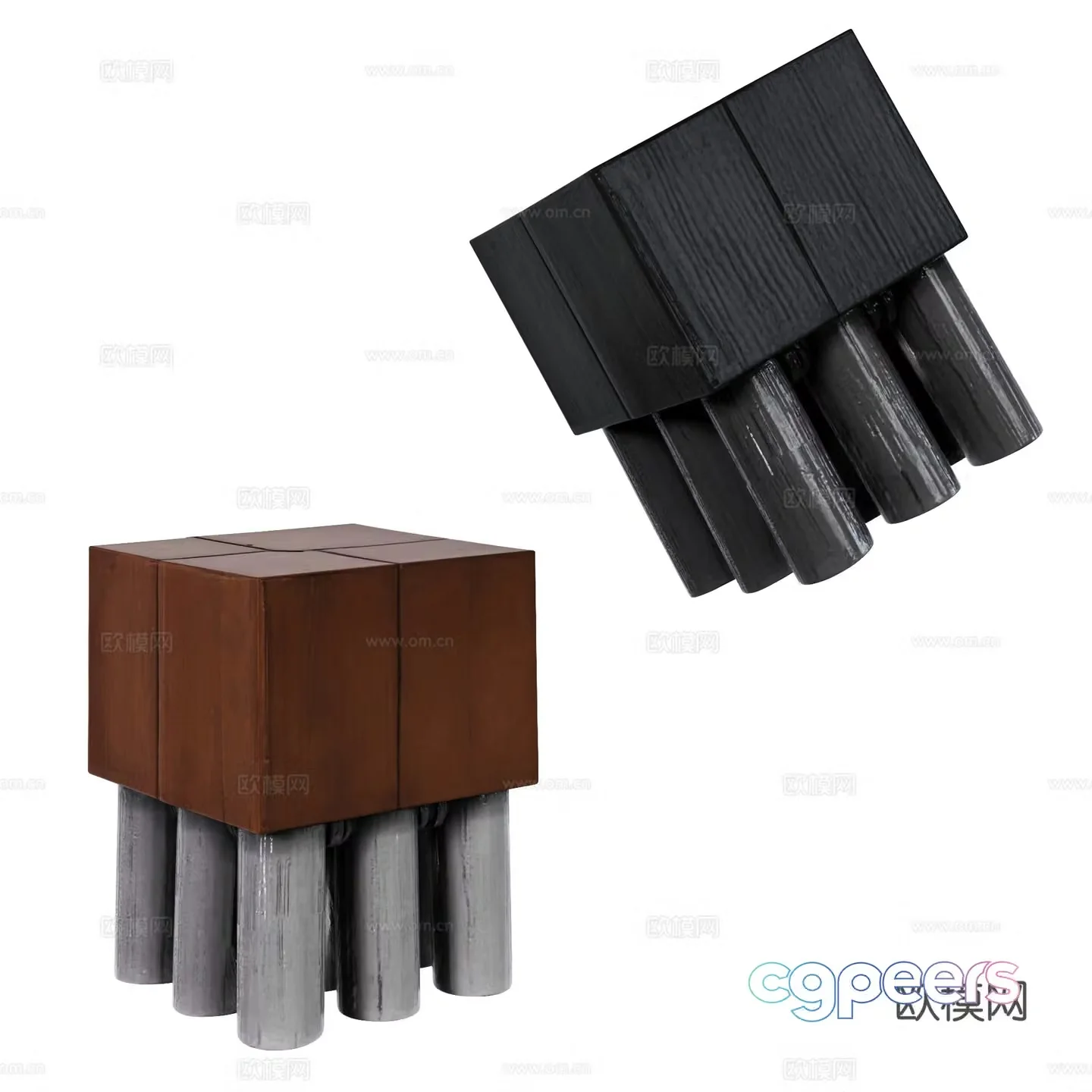 Modern square decorative ornament stool 3d model