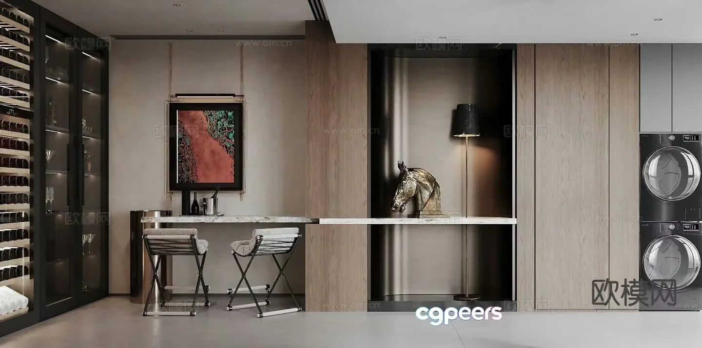 Modern study room 3d model
