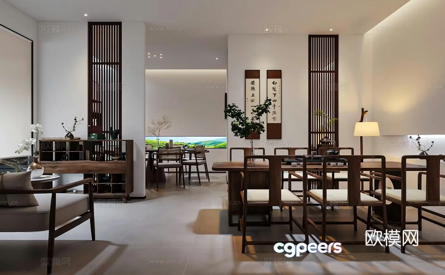 Modern Chinese teahouse tea room tea restaurant private room 3D model