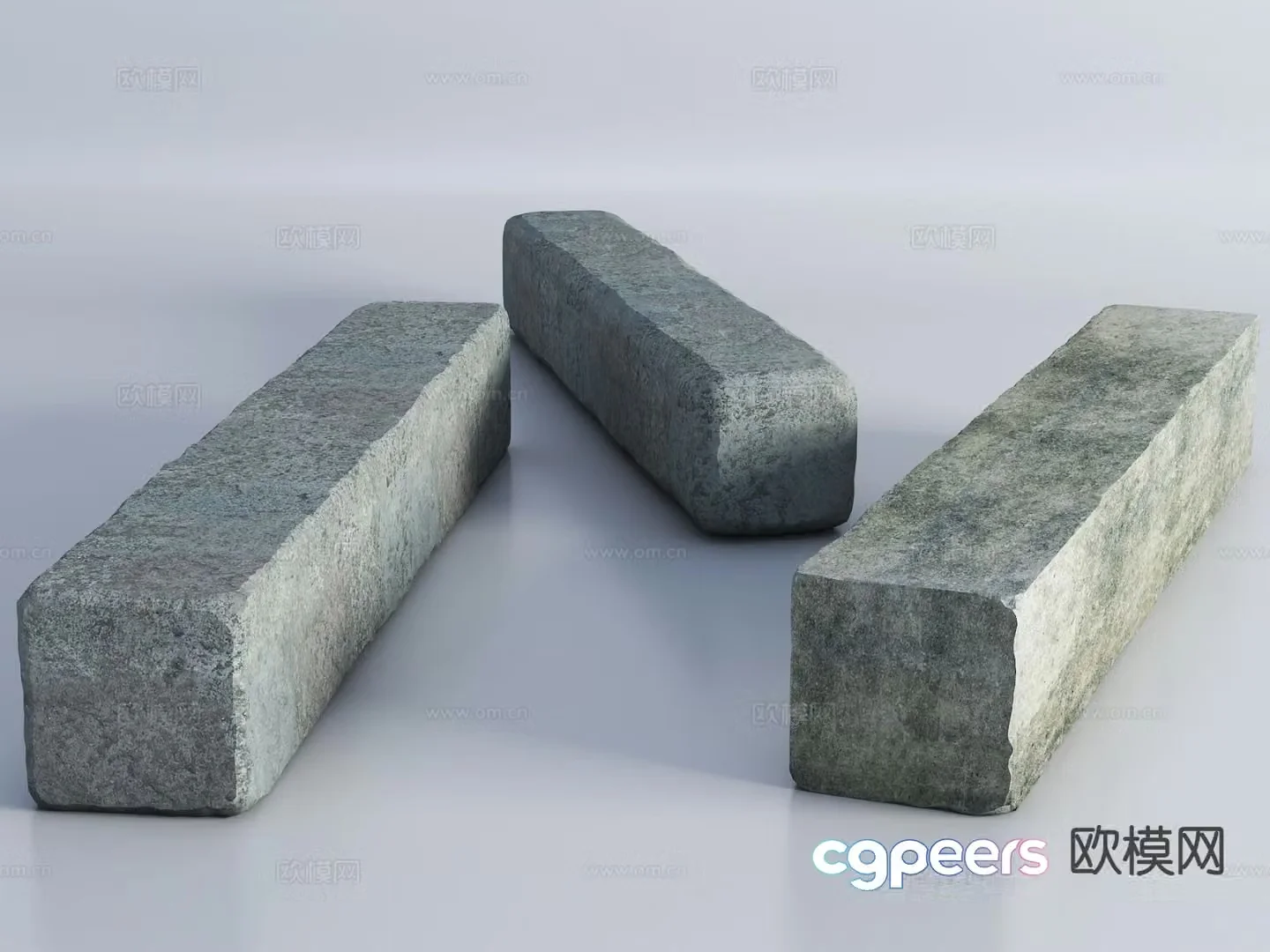 Shabby stone stool landscape stone bench Zen stone bench 3D model