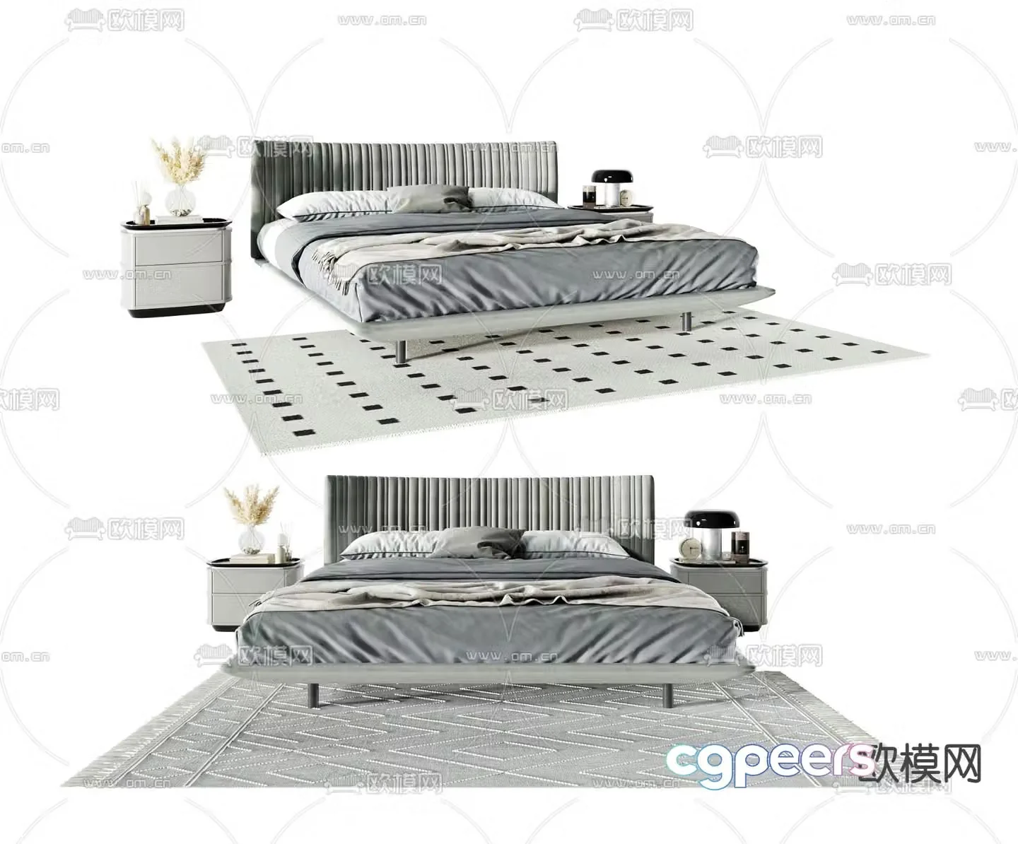 Modern double bed 3d model