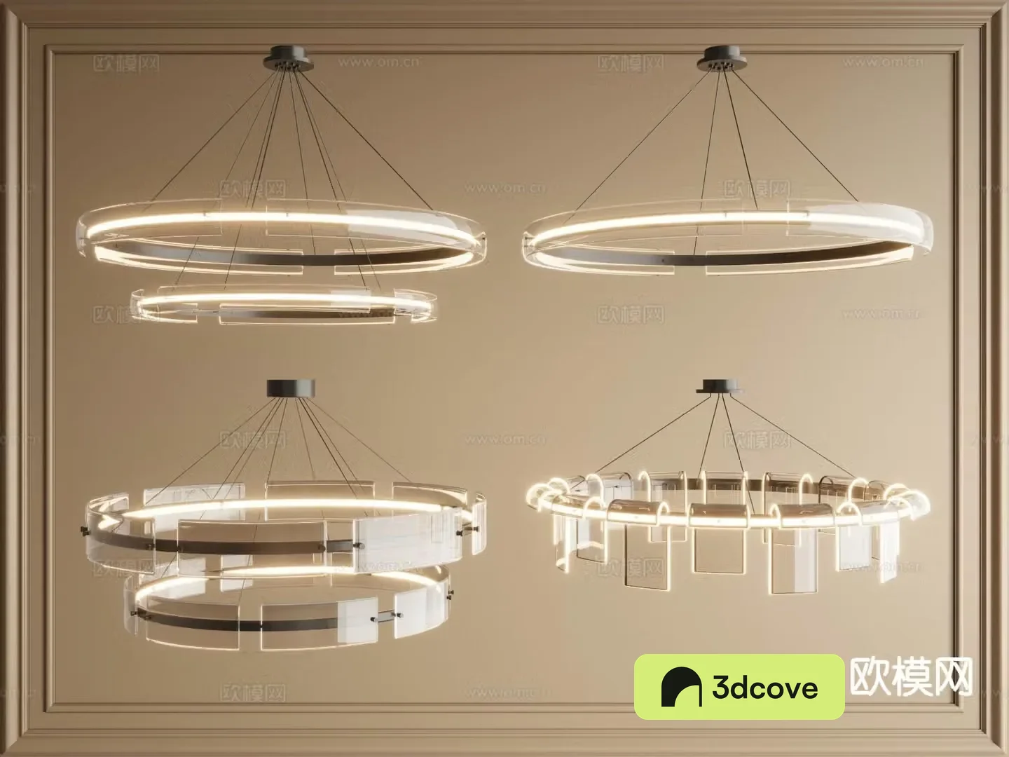 Light luxury chandelier ring chandelier glass chandelier