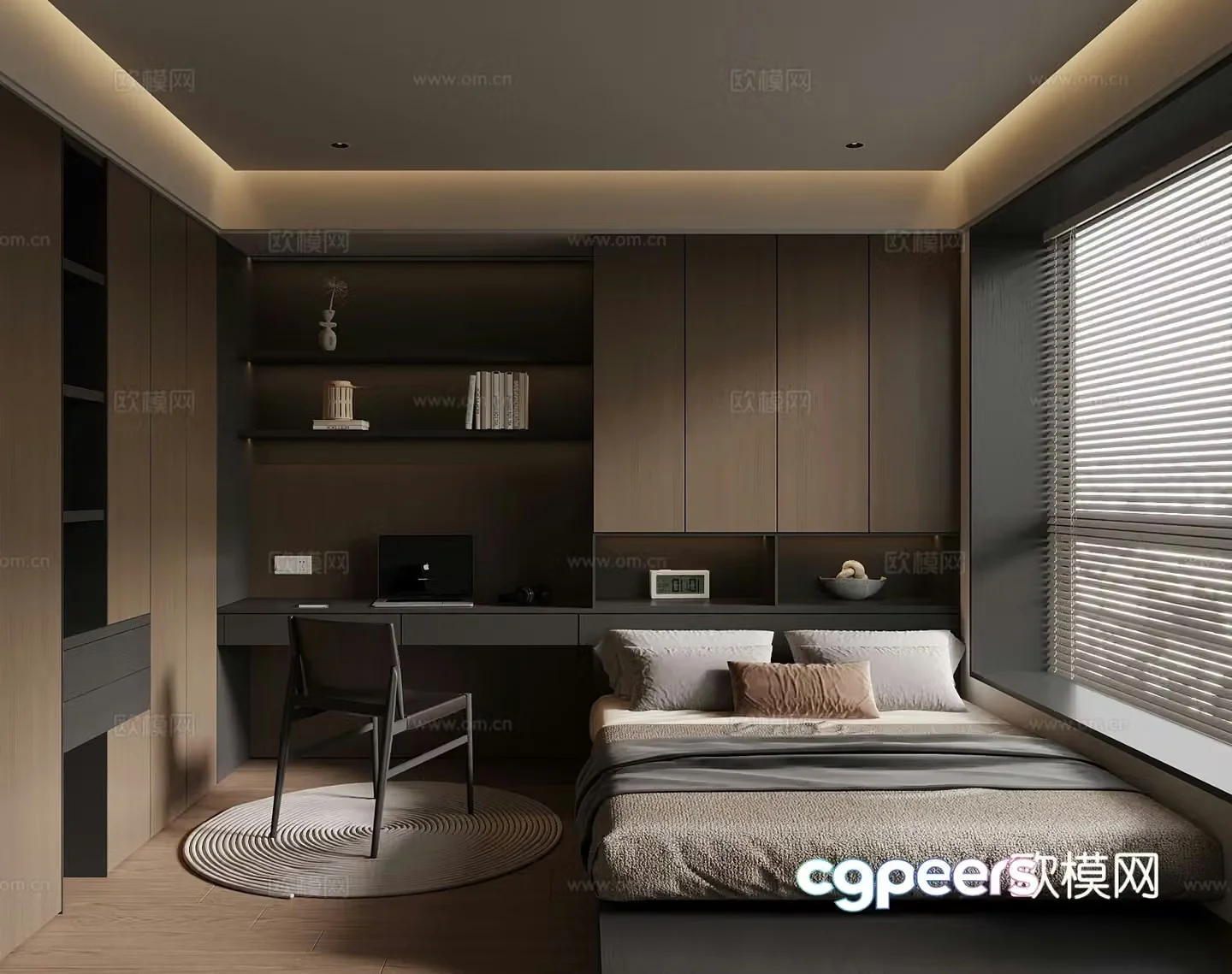 Italian tatami bedroom double bed 3d model