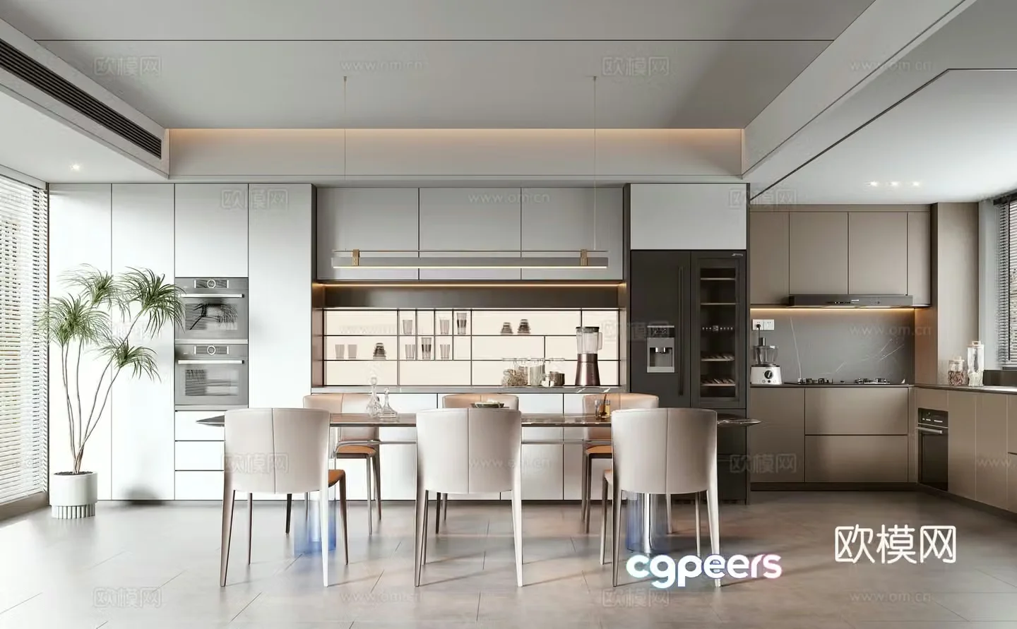 Modern light luxury kitchen 3d model