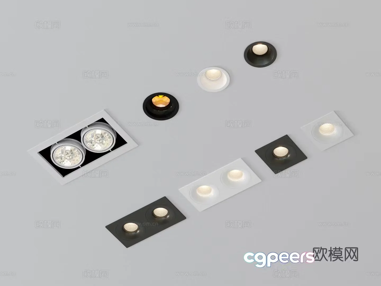 Modern recessed downlight spotlight double-head spotlight bean gall lamp round spotlight 3D model