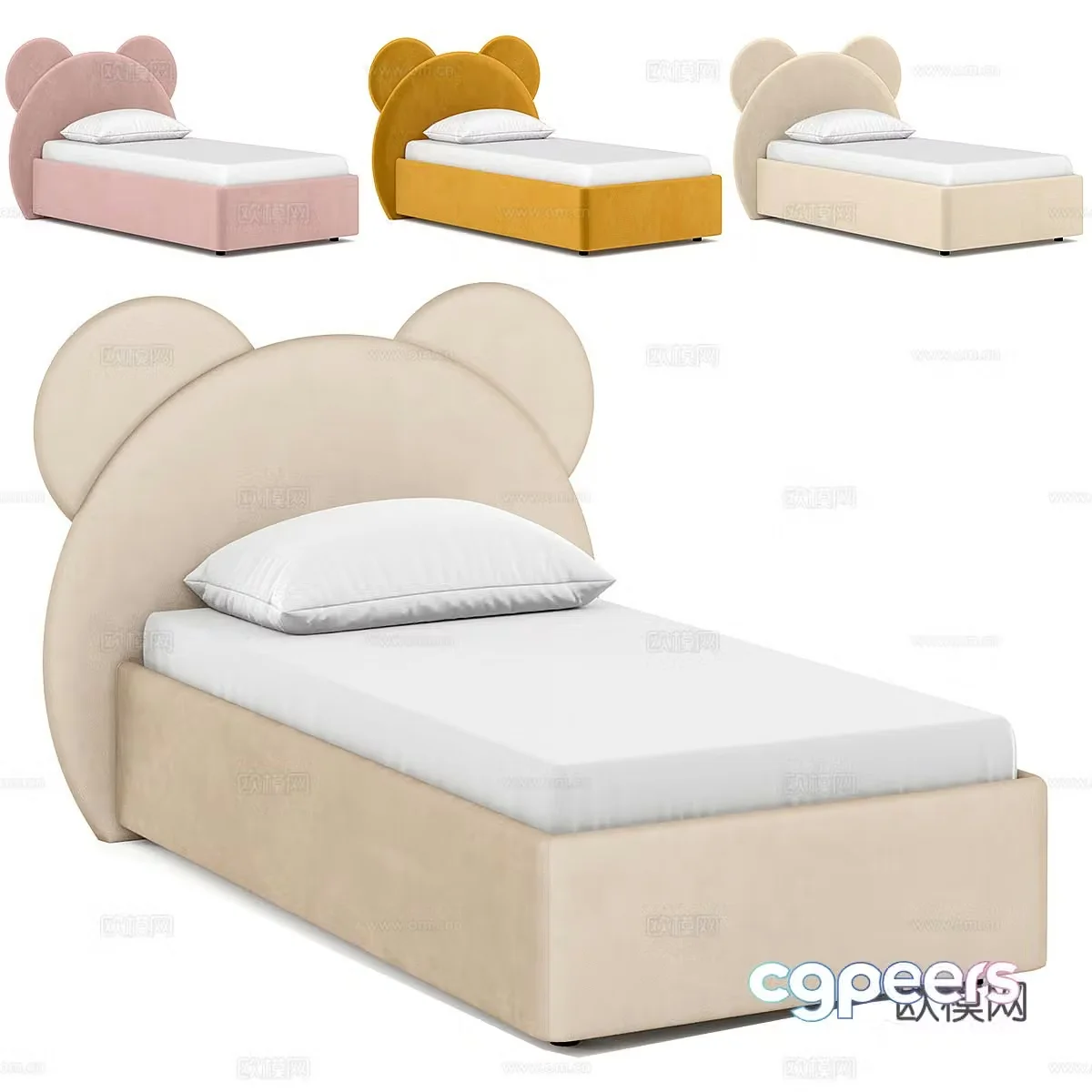 Modern simple single bed Single bed Simple bed Bedroom bed Pillow 3D model