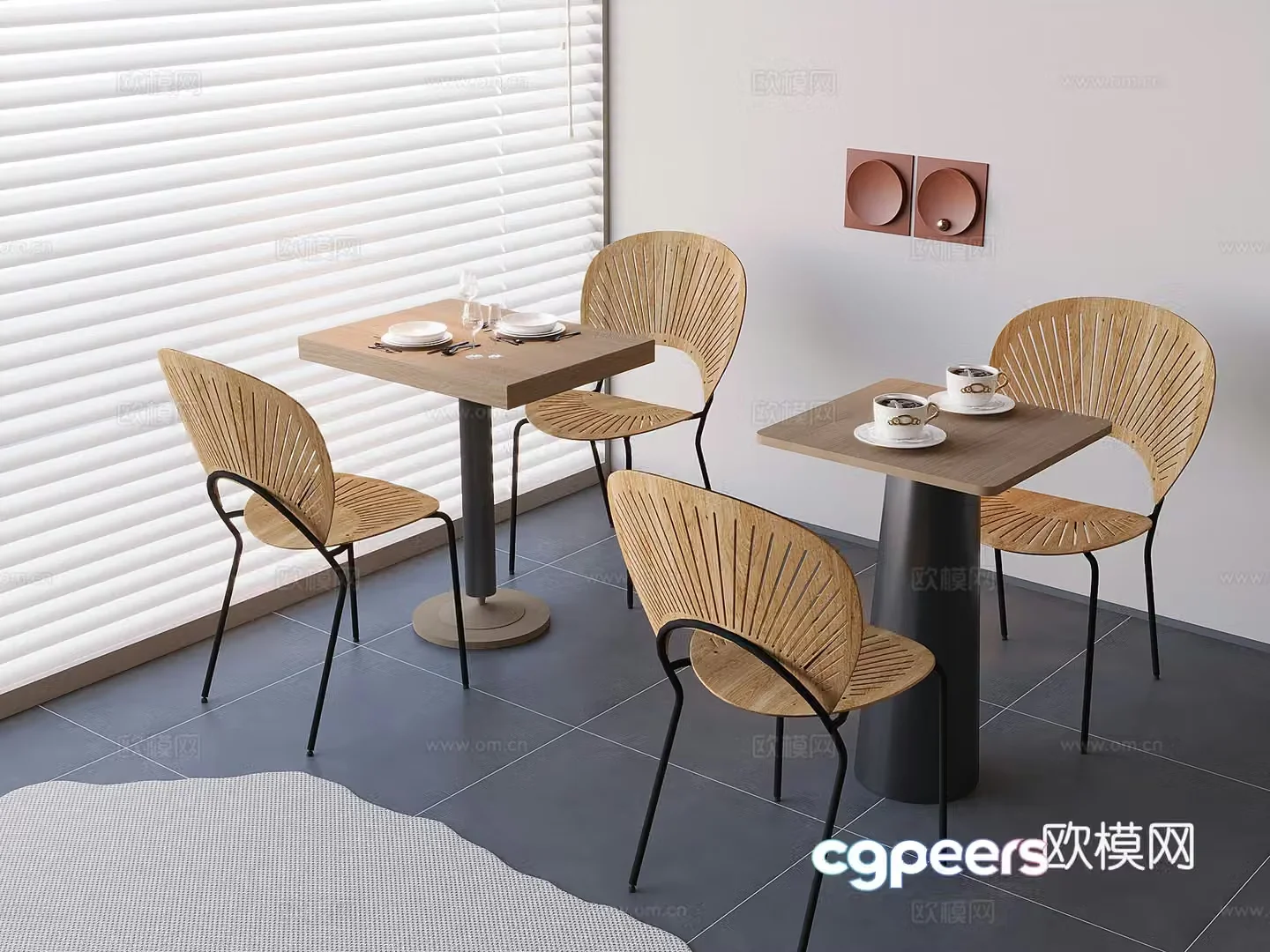 Coffee table chair back chair 3d model