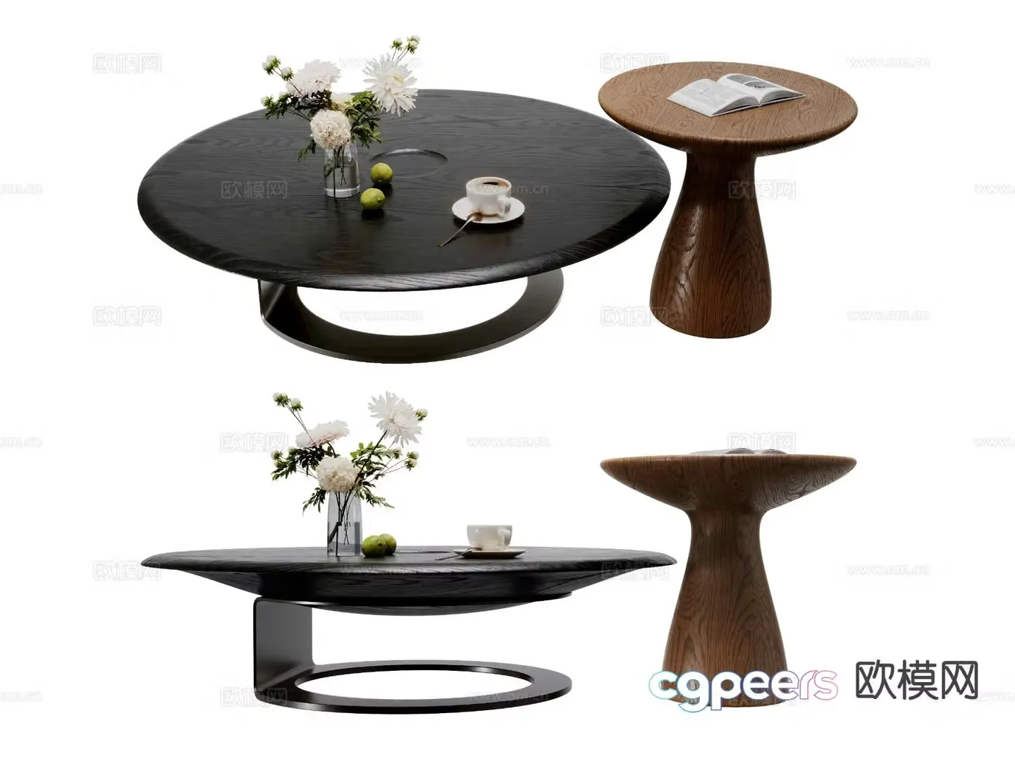Modern double coffee table 3d model