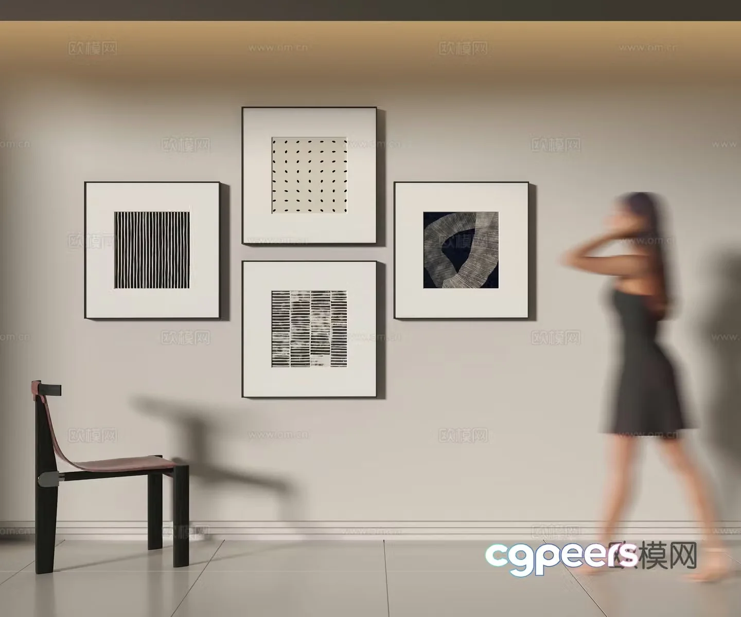 Modern photo wall 3d model