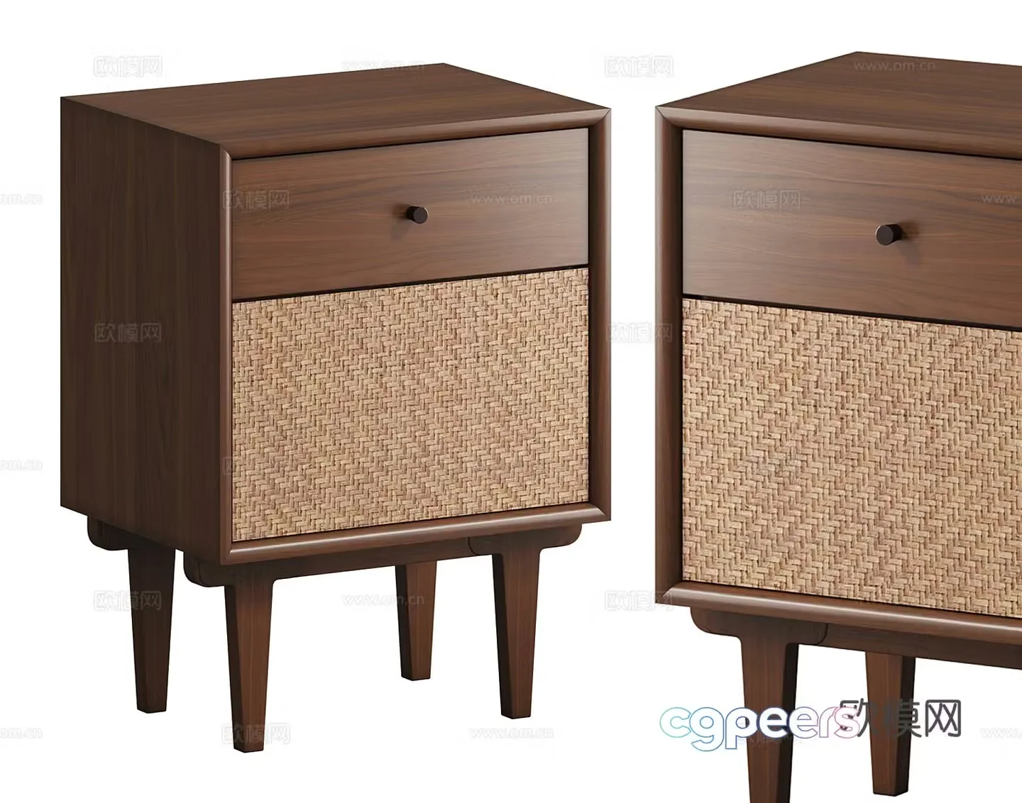 Medium-old bedside table Square bedside table Wooden bedside table 3D model