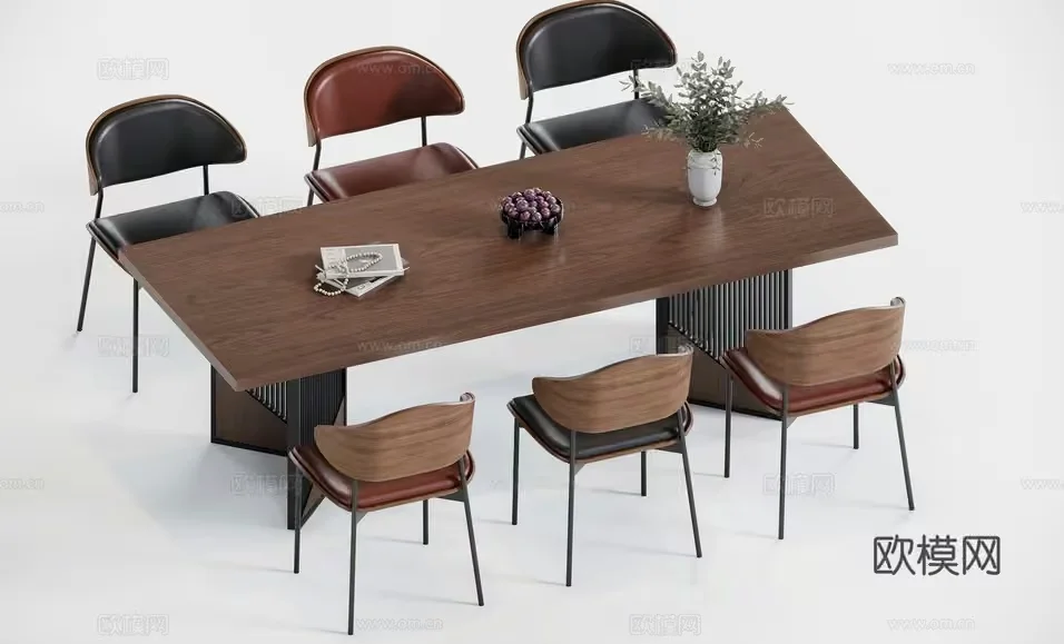A Dining Table With Chairs 3D Model – 8459 – CORONA Render