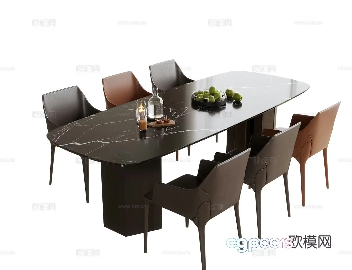 Modern dining table and chairs Dining table and dining chair 3d model