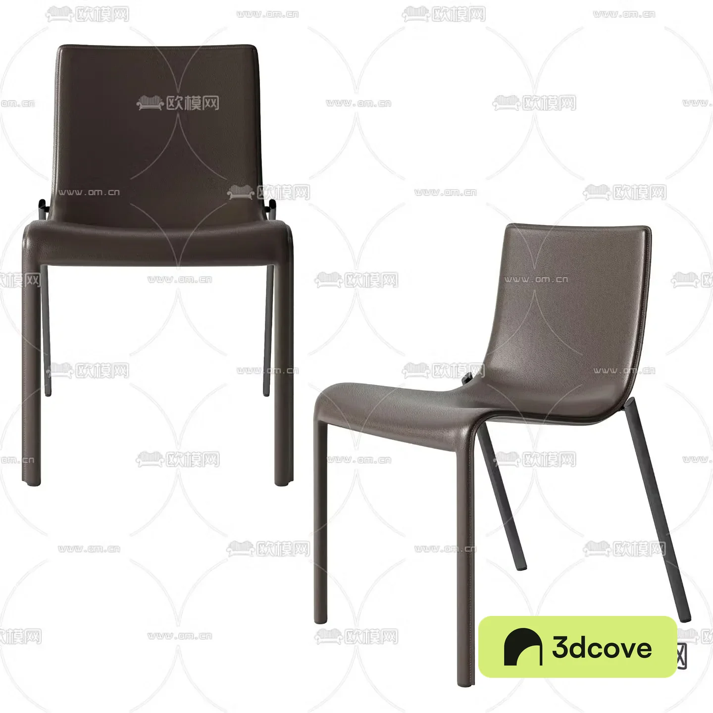 B&B italia modern brown leather side chair