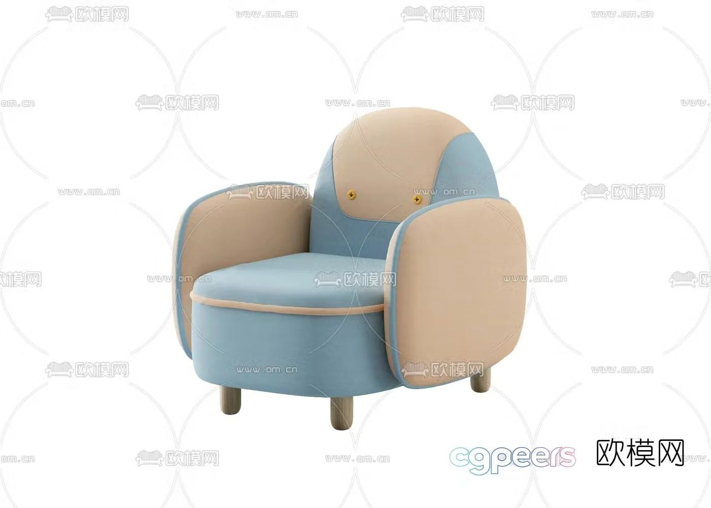 Modern fabric children’s sofa 3d model