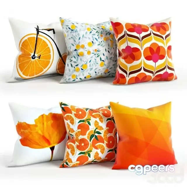 3ds Max Free – Orange_Pillow_Set_001