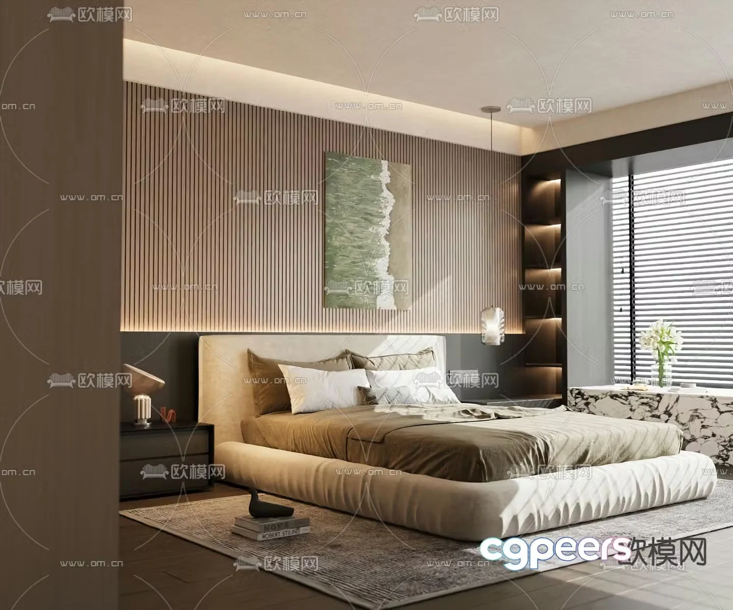 Italian double bed 3d model