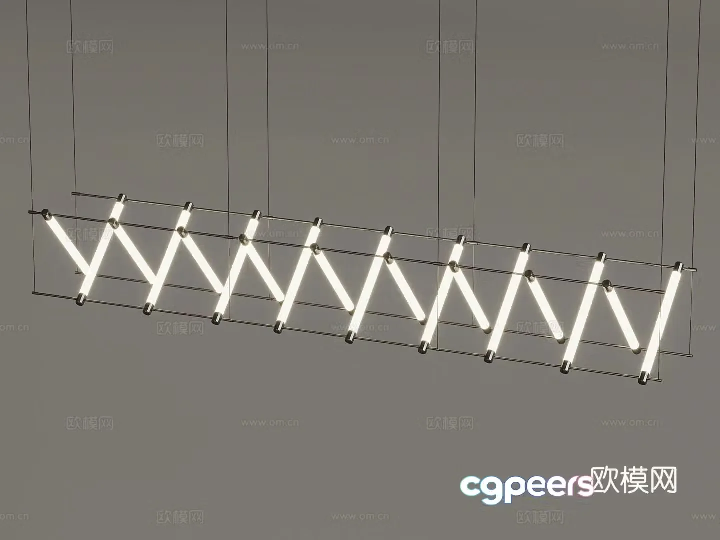 Modern long chandelier Mastoon lamp 3d model