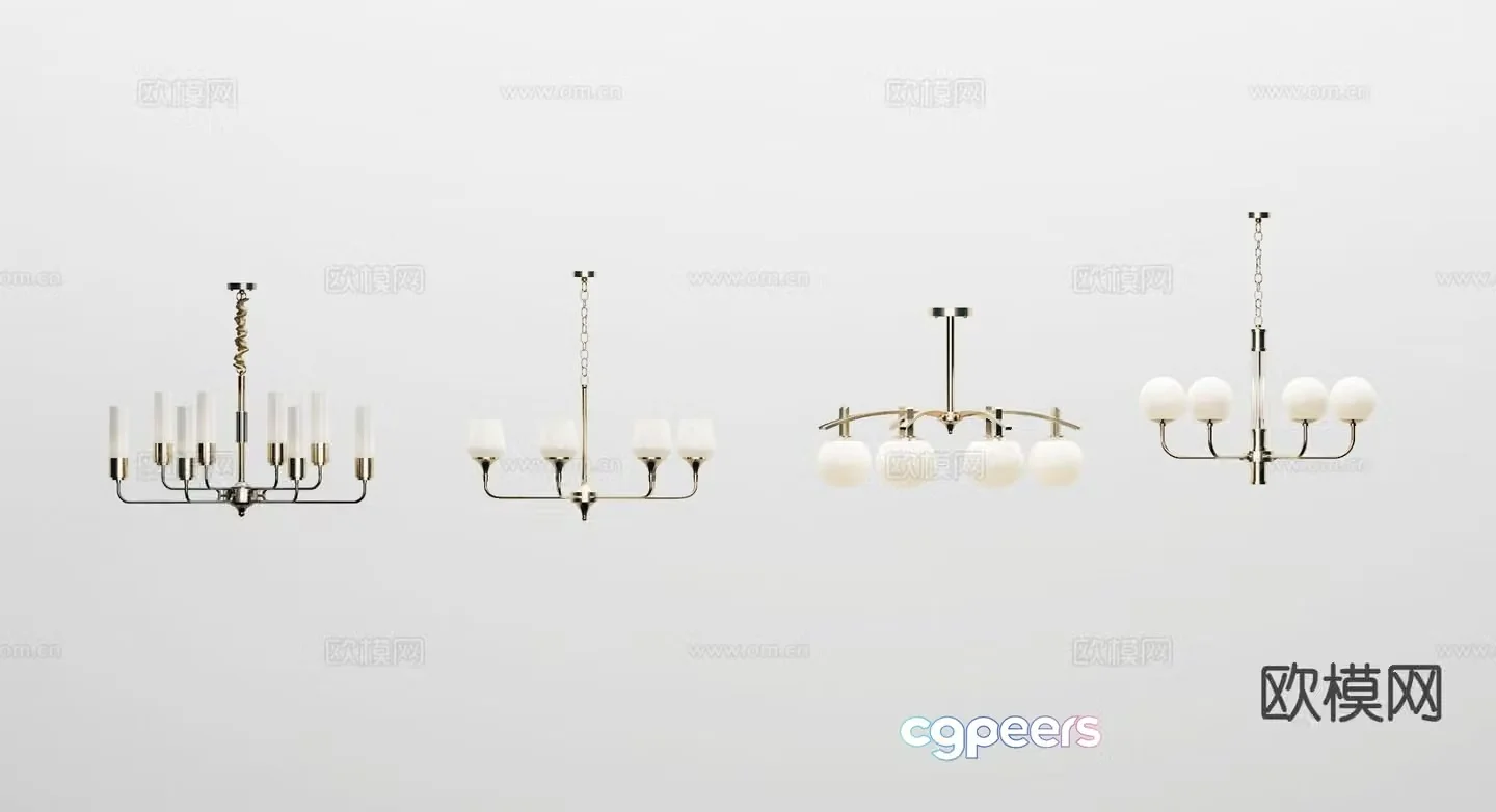 Modern multi-head chandelier 3d model