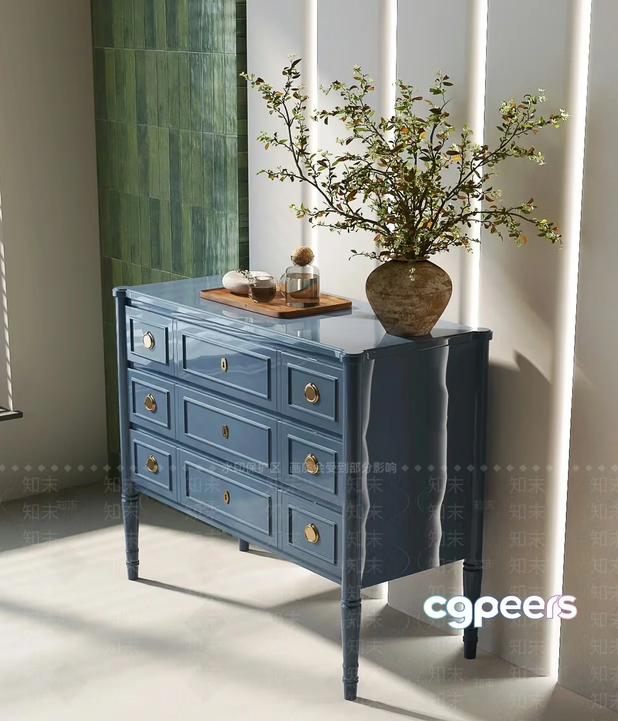 A Blue Dresser 3D Model – 14314 – VRAY Render