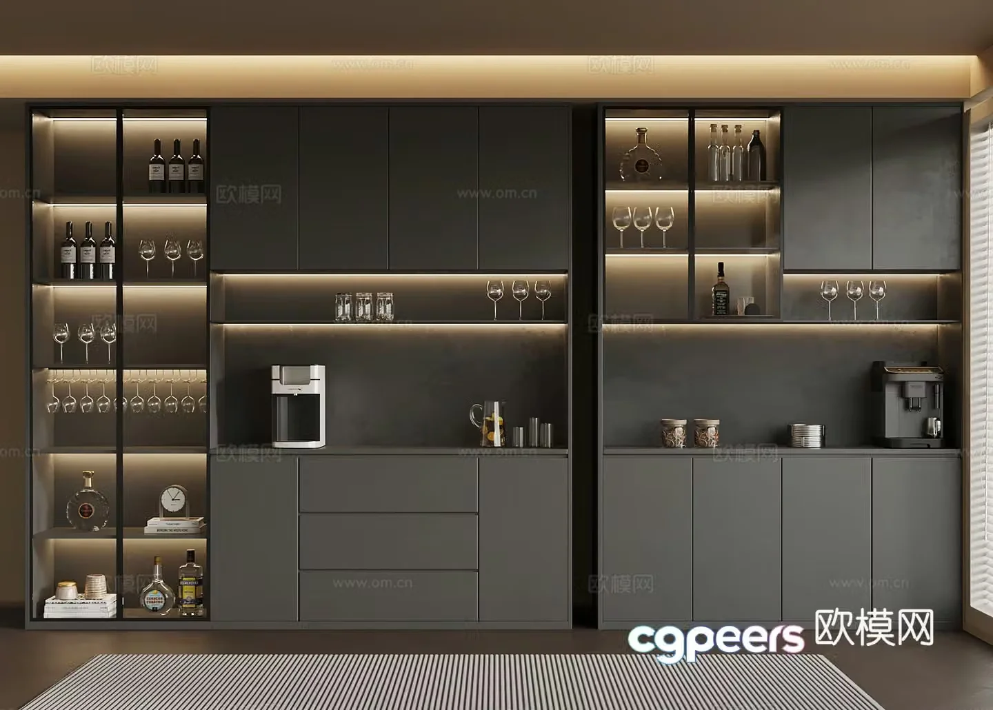 Modern wine cabinet sideboard 3D model