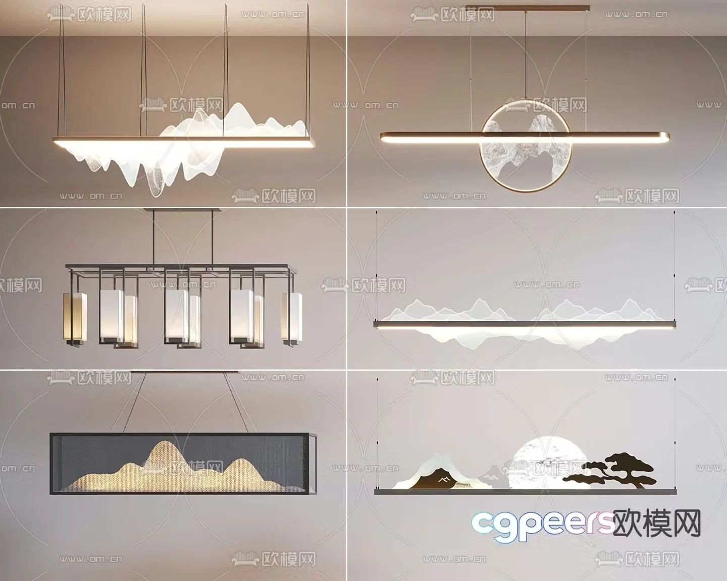 New Chinese style chandelier mountain chandelier 3d model