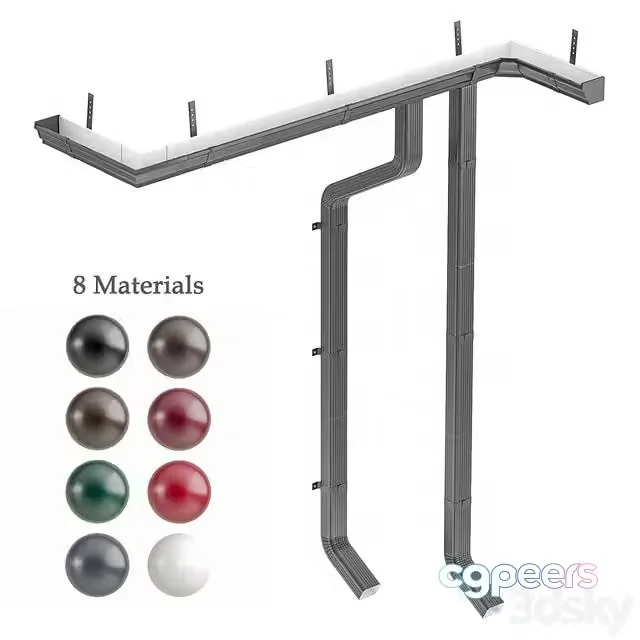 3ds Max Free – Gutter system in eight colors
