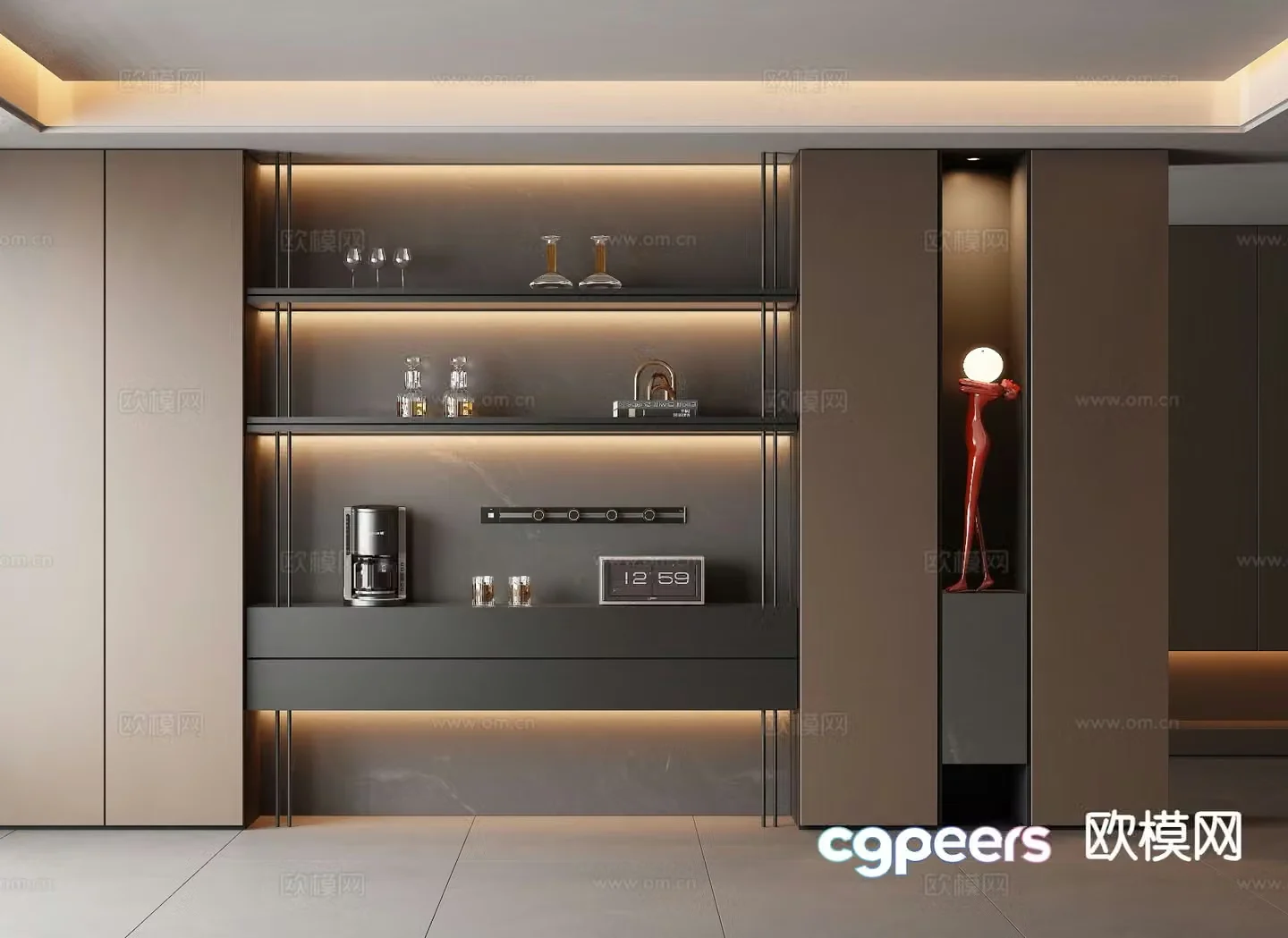 Italian wine cabinet sideboard 3d model