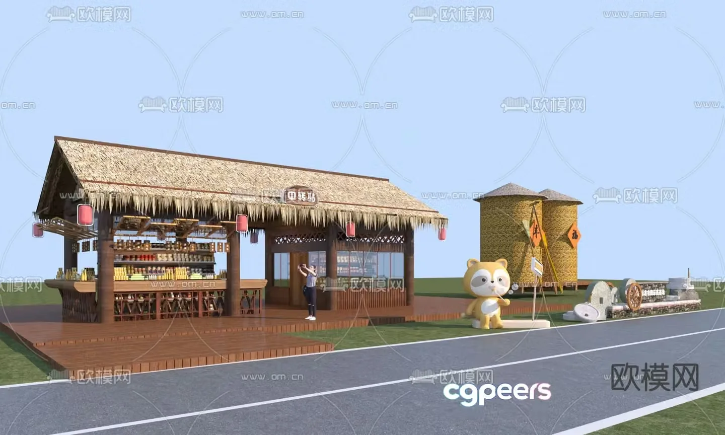 Modern inn rural service point 3d model