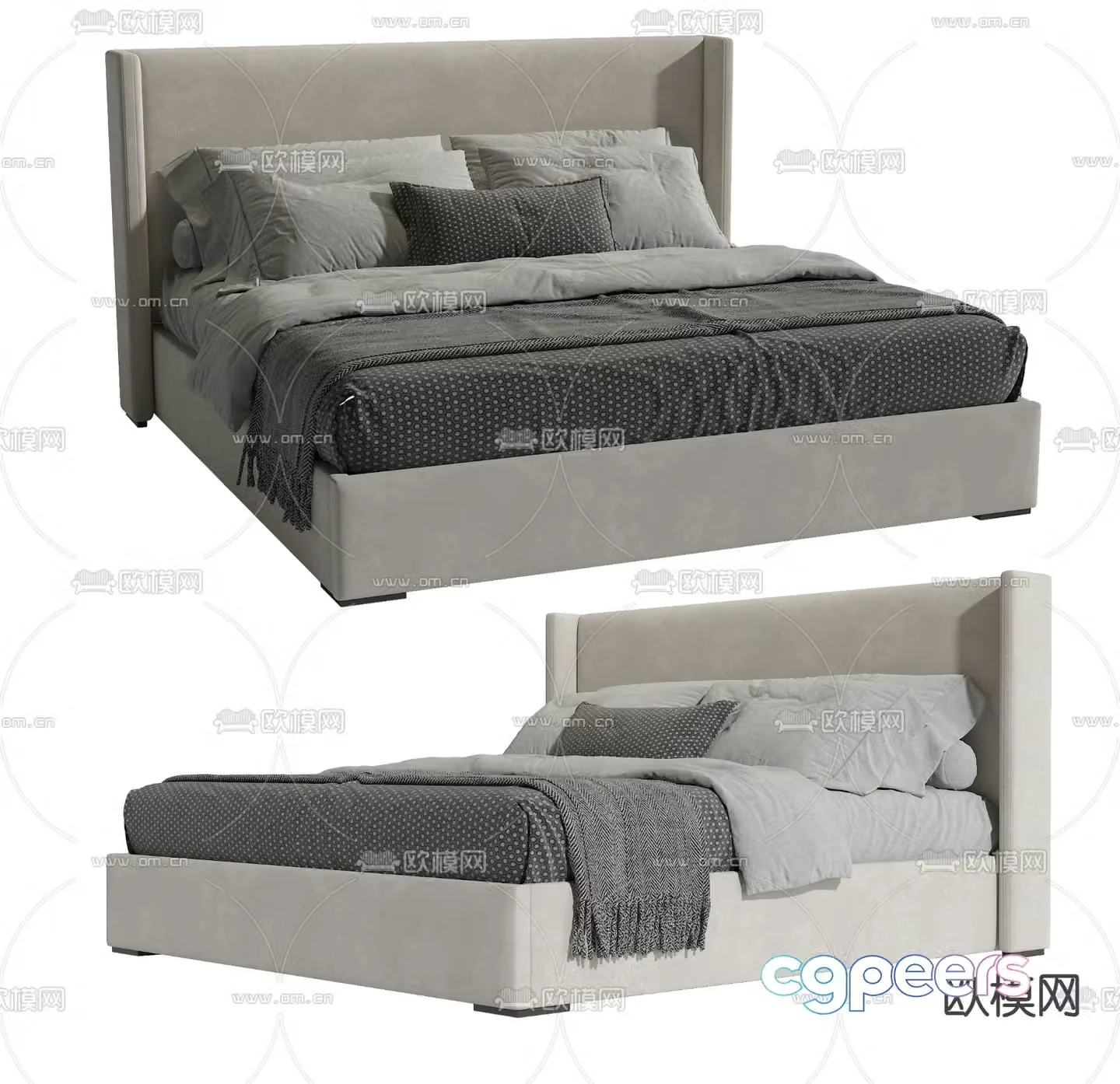Modern double bed 3d model
