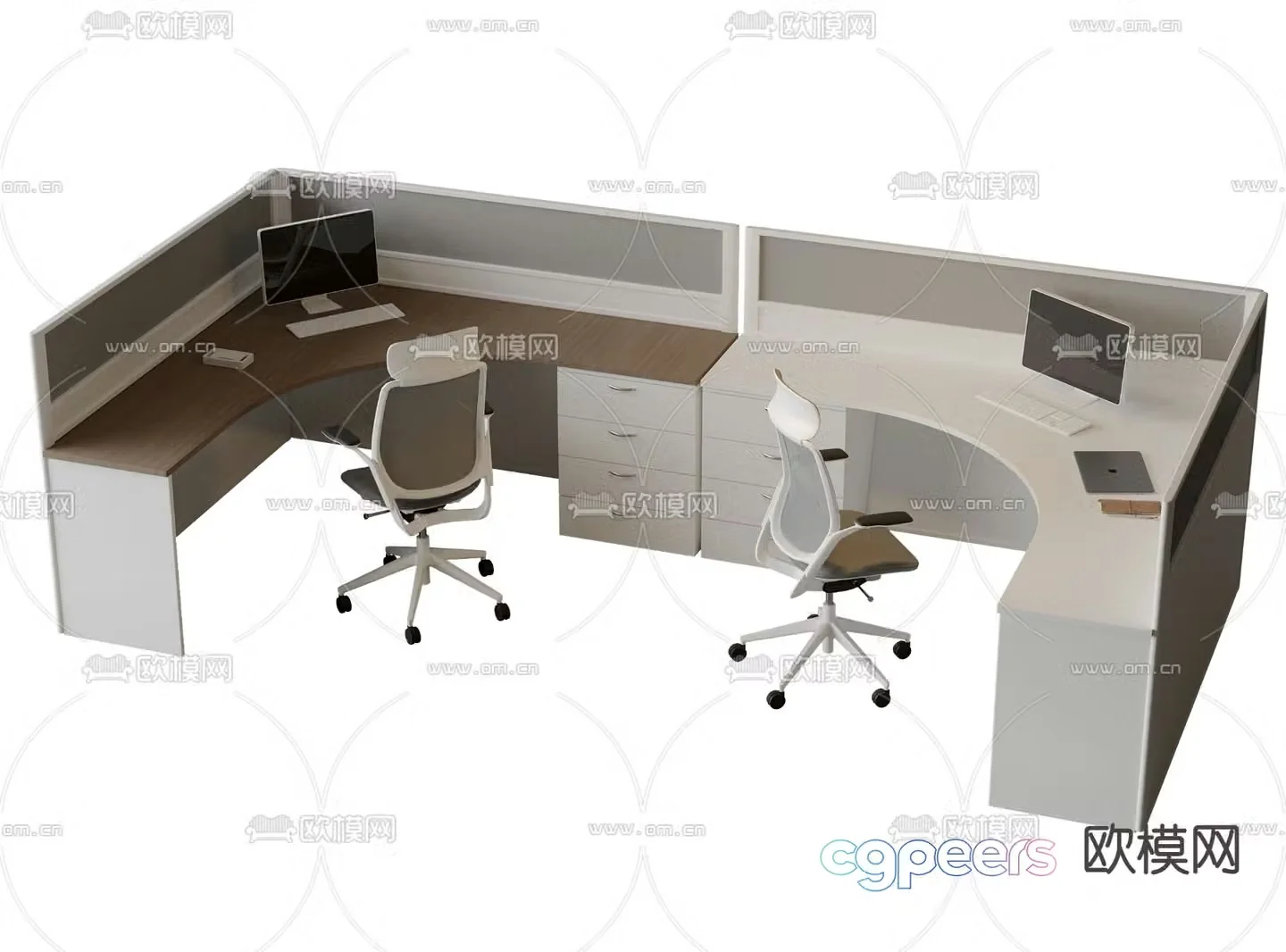 Card space desk work station post 3d model